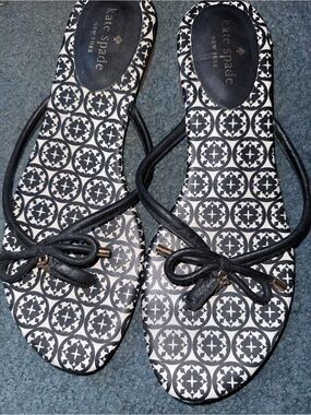 kate spade Black & White Geometric Bow Sandals
